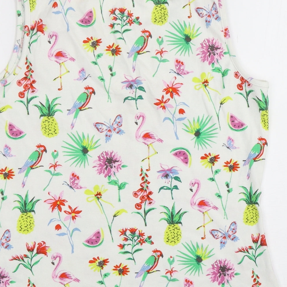 NEXT Girls Multicoloured Floral Cotton Basic Tank Size 16 Years Round Neck