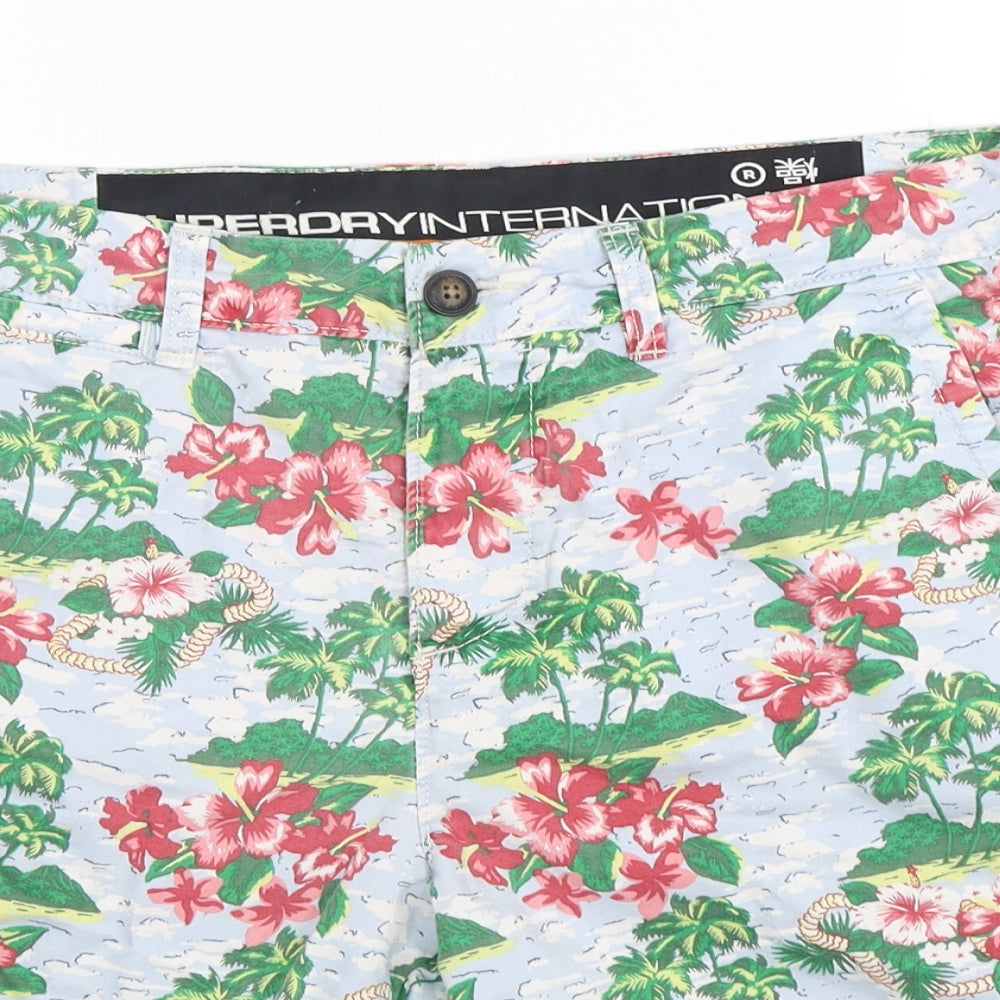 Superdry Mens Multicoloured Floral Cotton Chino Shorts Size L L10 in Regular