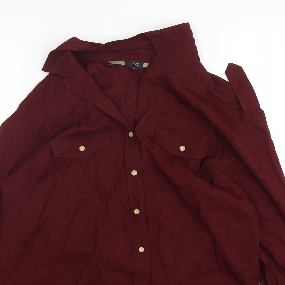 NEXT Womens Purple  Viscose Basic Button-Up Size 10 Collared