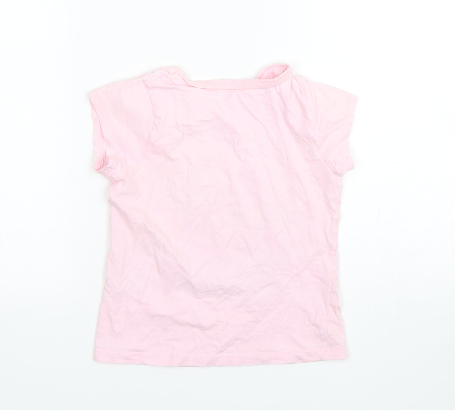 George Girls Pink  Cotton Basic T-Shirt Size 4-5 Years Round Neck  - Unicorn