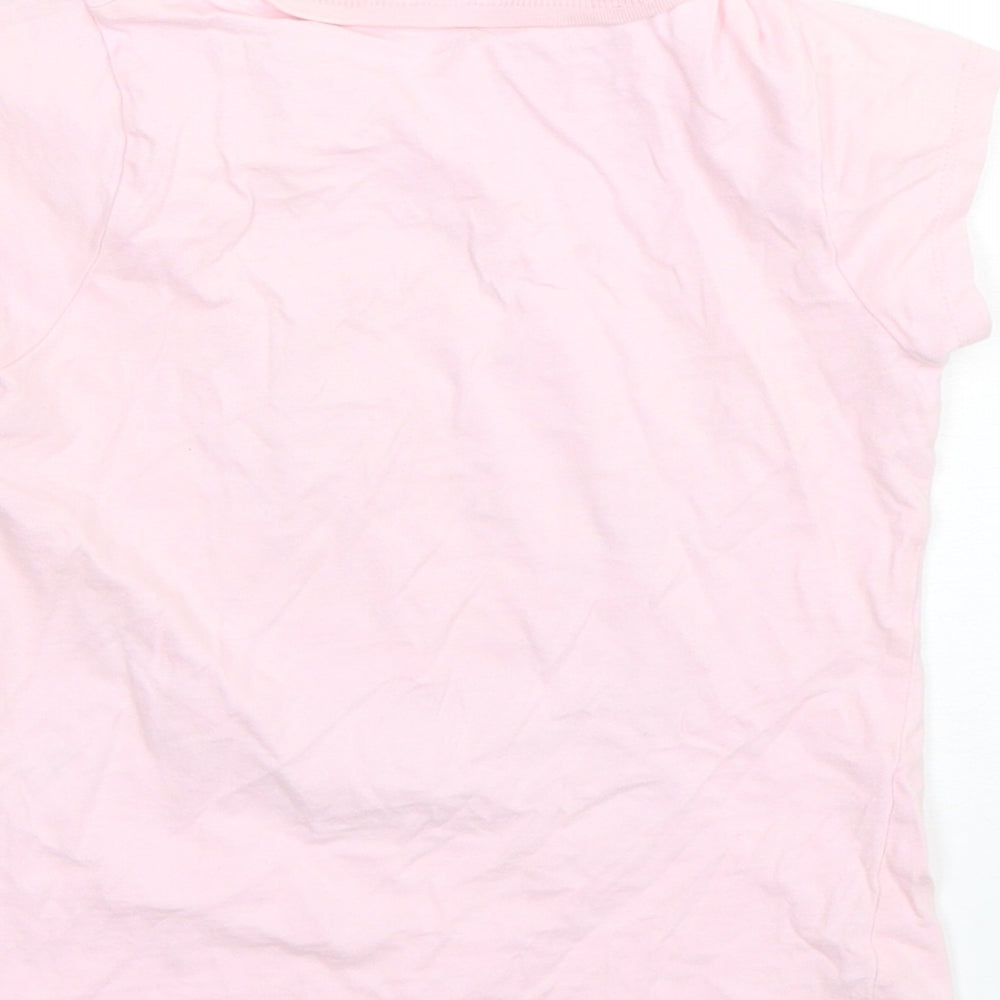 George Girls Pink  Cotton Basic T-Shirt Size 4-5 Years Round Neck  - Unicorn