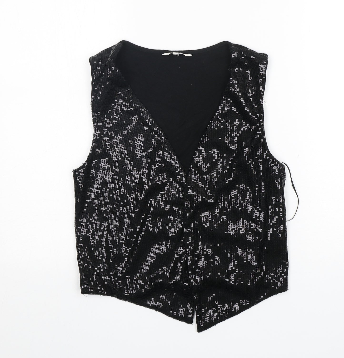 M&Co Womens Black V-Neck  Polyester Cardigan Jumper Size 10