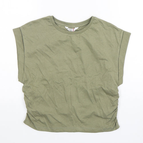 Matalan Boys Green  Cotton Basic T-Shirt Size 12 Years Round Neck