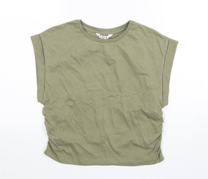 Matalan Boys Green Cotton Basic T-Shirt Size 12 Years Round Neck