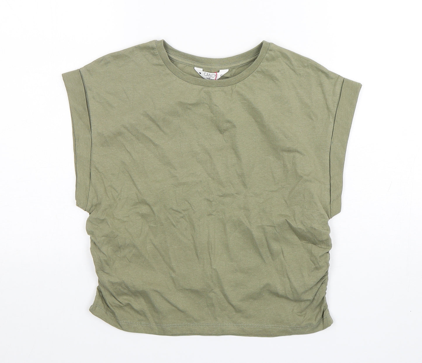 Matalan Boys Green  Cotton Basic T-Shirt Size 12 Years Round Neck