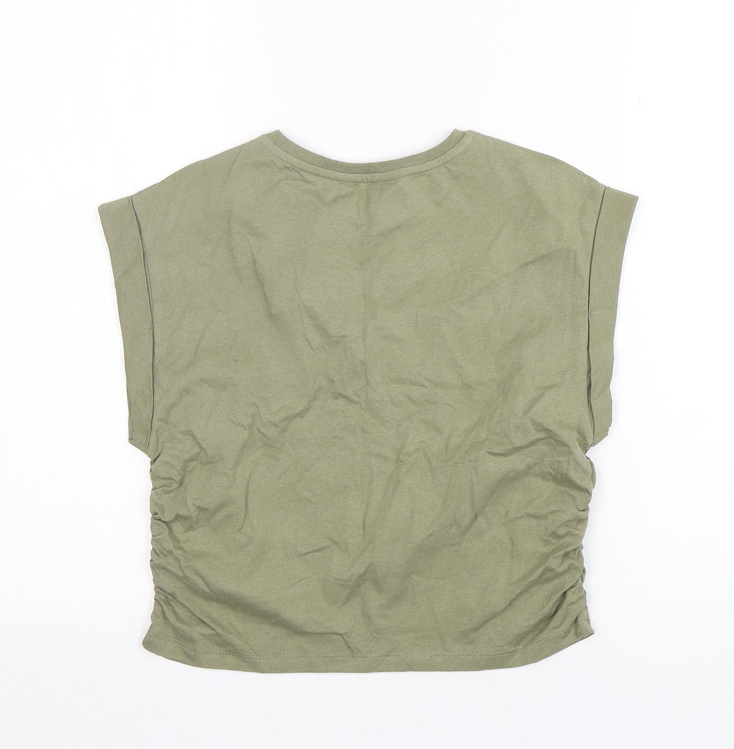 Matalan Boys Green  Cotton Basic T-Shirt Size 12 Years Round Neck