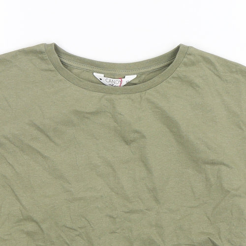 Matalan Boys Green  Cotton Basic T-Shirt Size 12 Years Round Neck