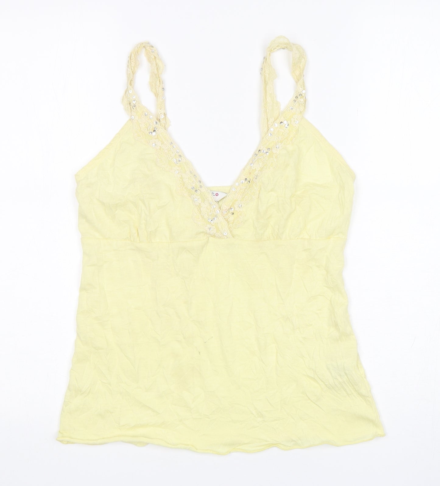 Select Womens Yellow  Polyester Basic Tank Size 12 V-Neck