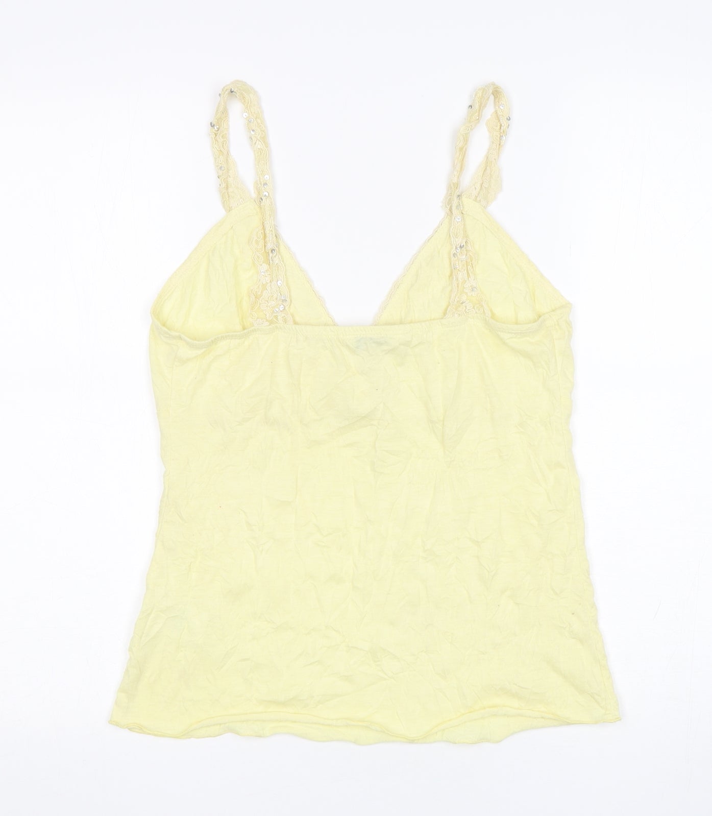 Select Womens Yellow  Polyester Basic Tank Size 12 V-Neck