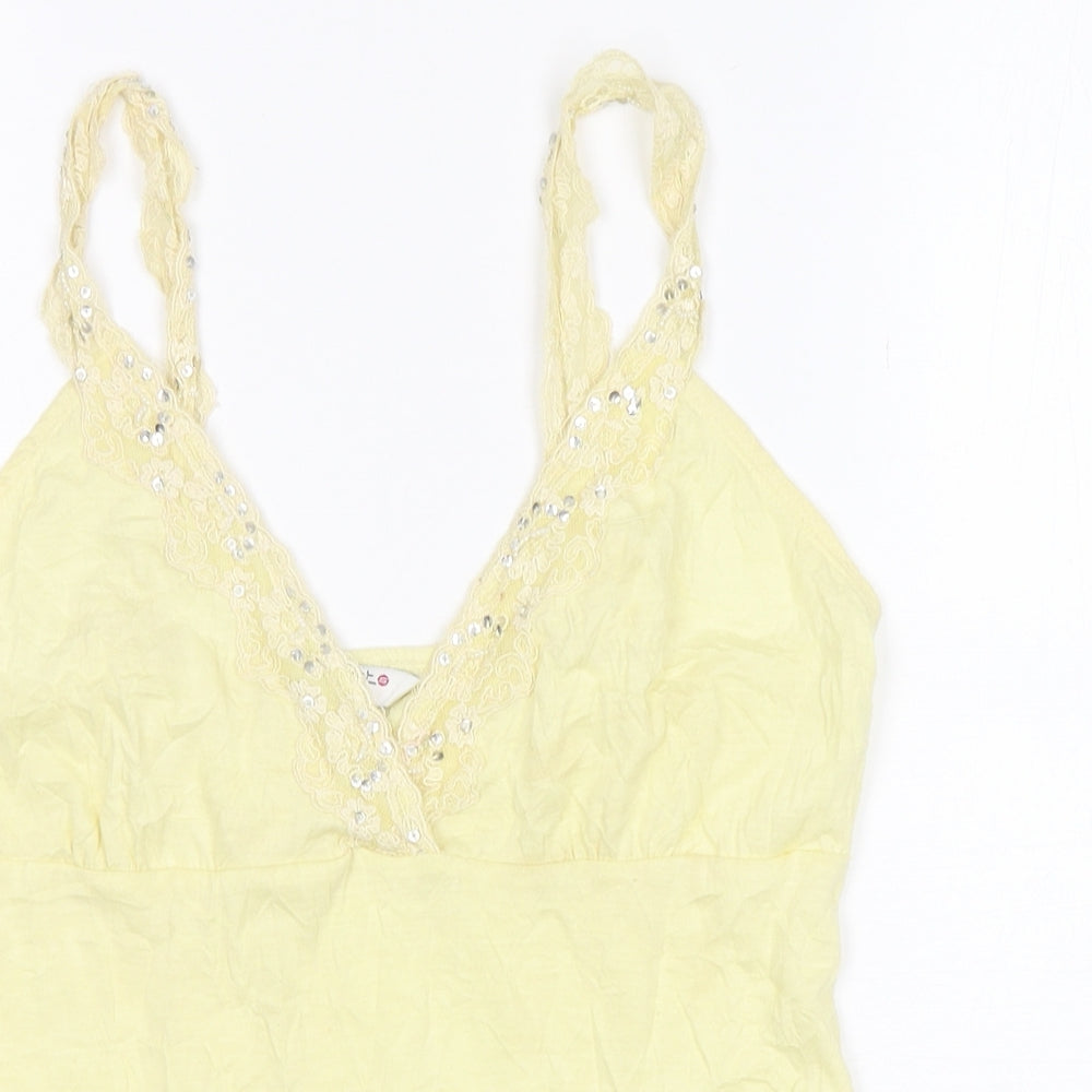 Select Womens Yellow  Polyester Basic Tank Size 12 V-Neck