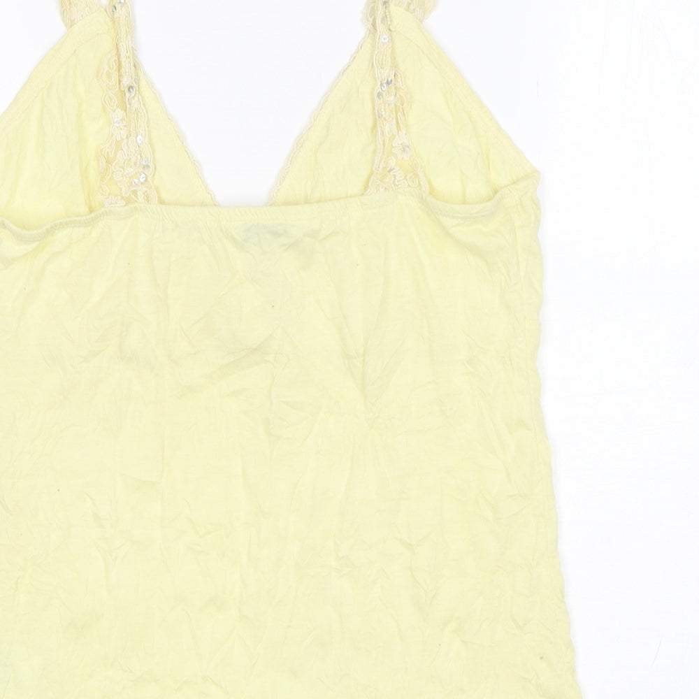 Select Womens Yellow  Polyester Basic Tank Size 12 V-Neck
