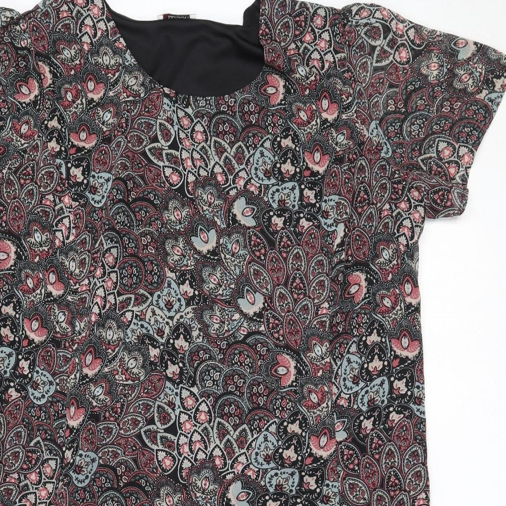 Damart Womens Black Geometric Polyester Fit & Flare  Size 26  Round Neck