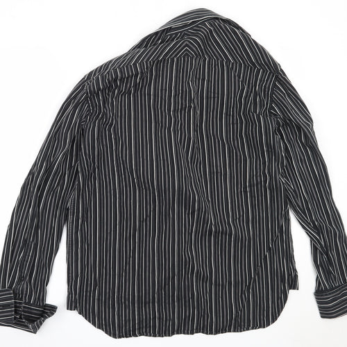 NEXT Mens Black Striped Cotton  Button-Up Size L Collared
