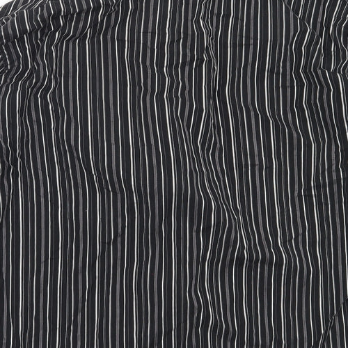 NEXT Mens Black Striped Cotton  Button-Up Size L Collared
