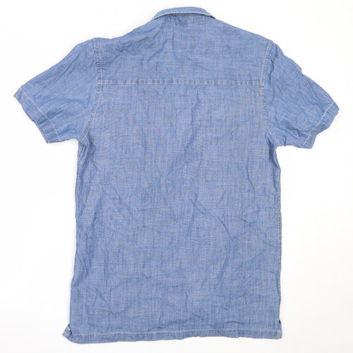 The Stronghold Mens Blue  Cotton  Button-Up Size XS Collared