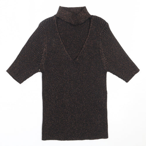 New Look Womens Black  Viscose Basic Blouse Size 8 V-Neck
