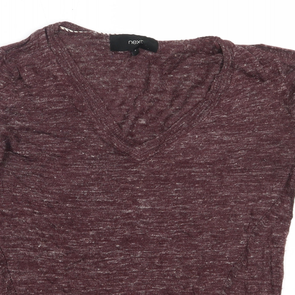 NEXT Womens Purple V-Neck  Acrylic Pullover Jumper Size 8