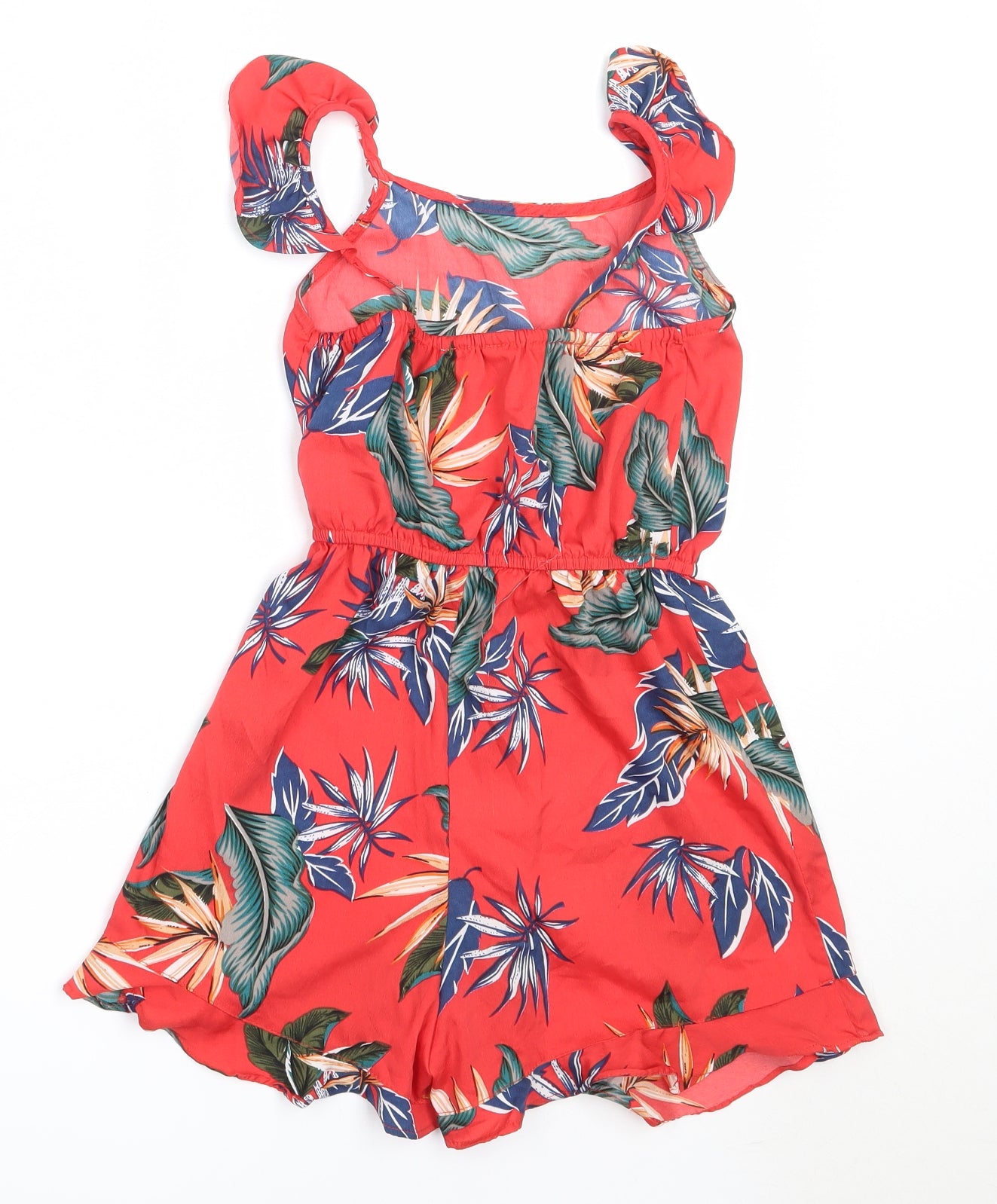Primark Girls Red Floral Polyester Playsuit One-Piece Size 8-9 Years