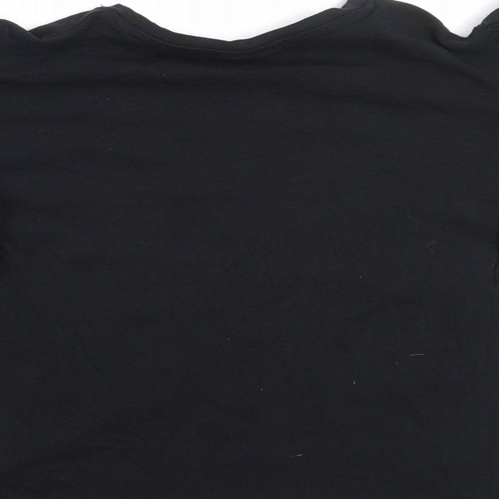 Zara Girls Black  Cotton Basic T-Shirt Size 7 Years Round Neck