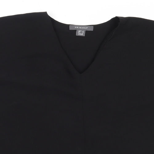 Primark Womens Black  Polyester Basic Blouse Size 12 V-Neck