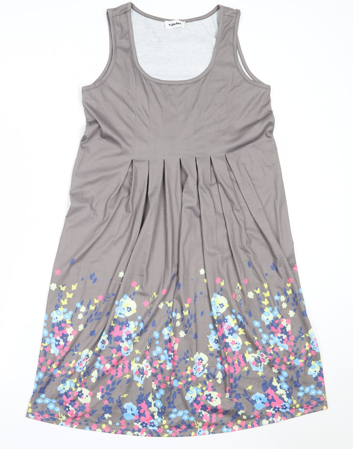 Yidarton Womens Grey  Polyester Shift  Size S  Round Neck