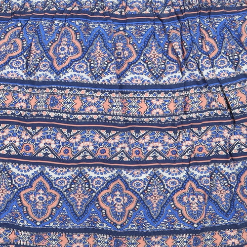 New Look Womens Blue Geometric Viscose Flare Skirt Size 10