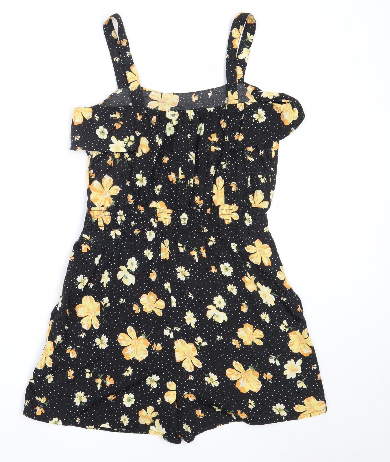 Primark Girls Black Floral Polyester Playsuit One-Piece Size 12-13 Years