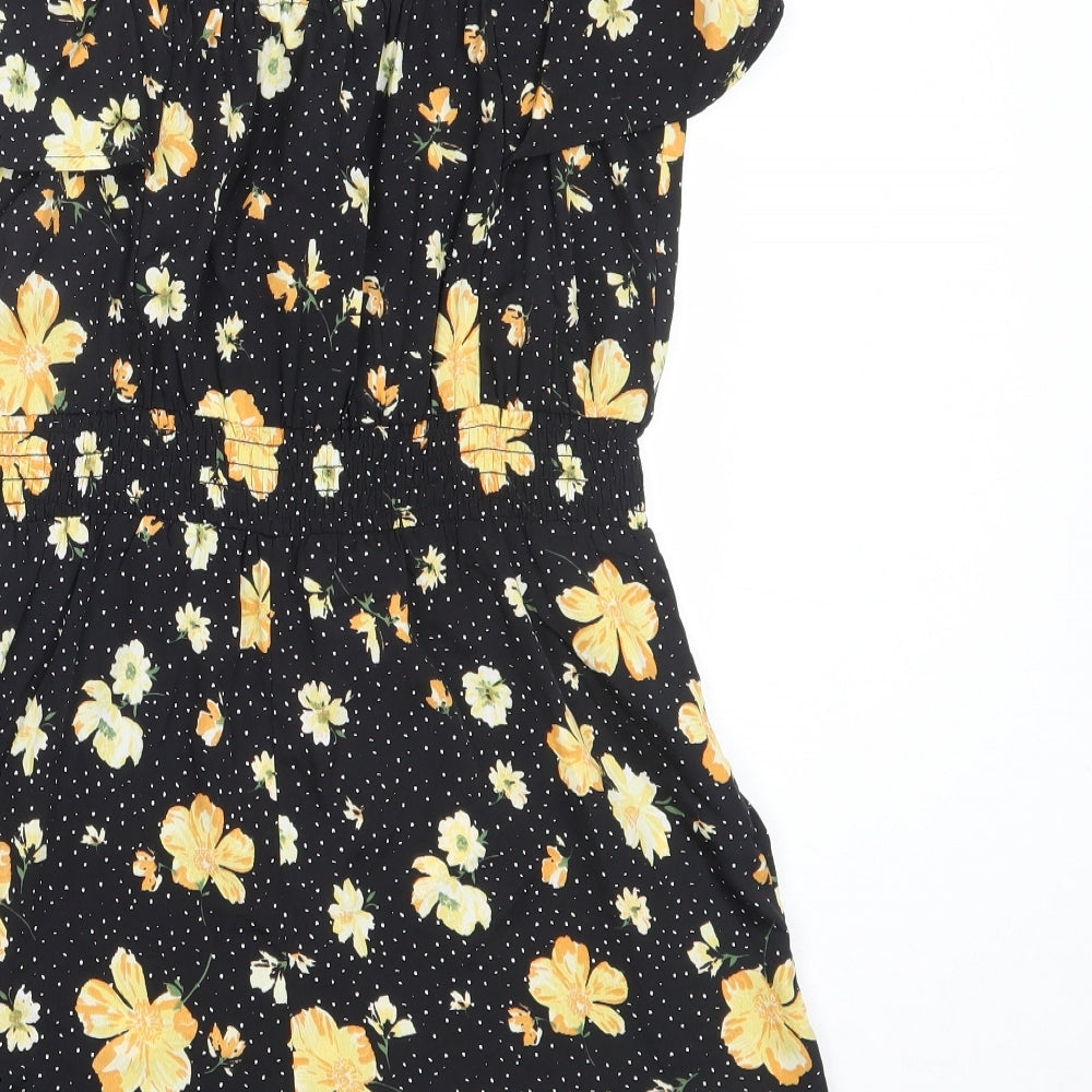 Primark Girls Black Floral Polyester Playsuit One-Piece Size 12-13 Years