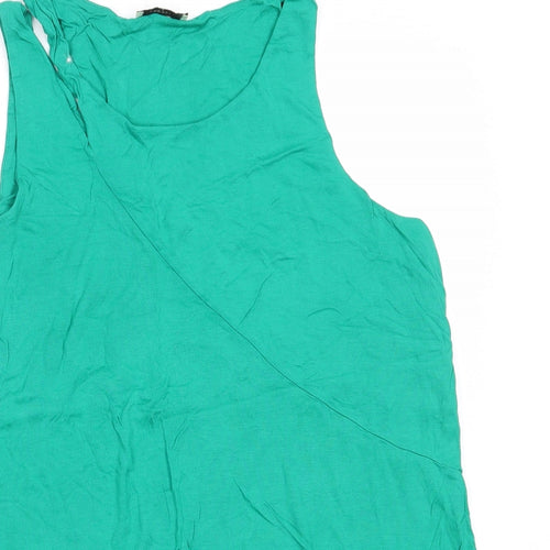 Papaya Womens Green  Viscose Basic Tank Size 16 Round Neck