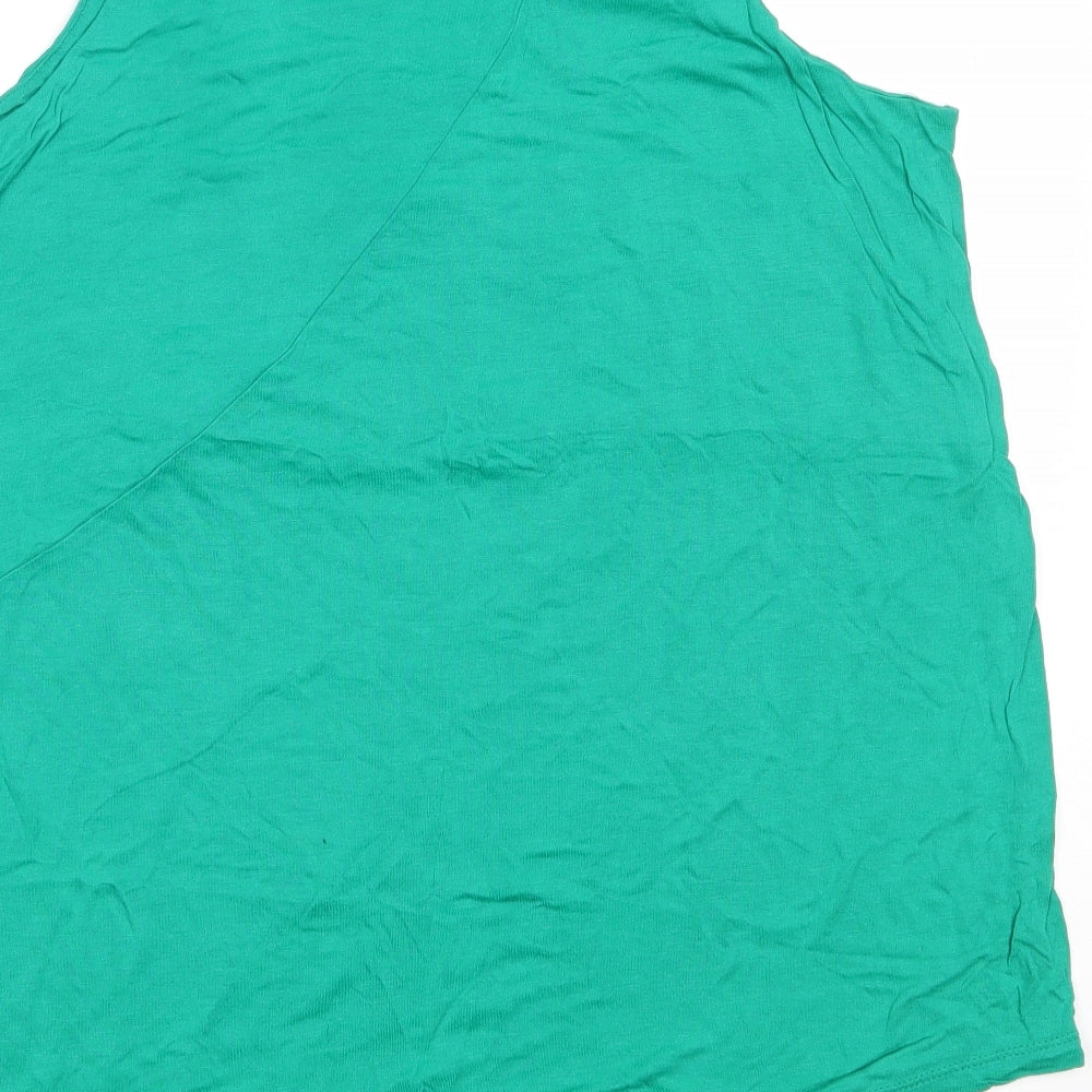 Papaya Womens Green  Viscose Basic Tank Size 16 Round Neck