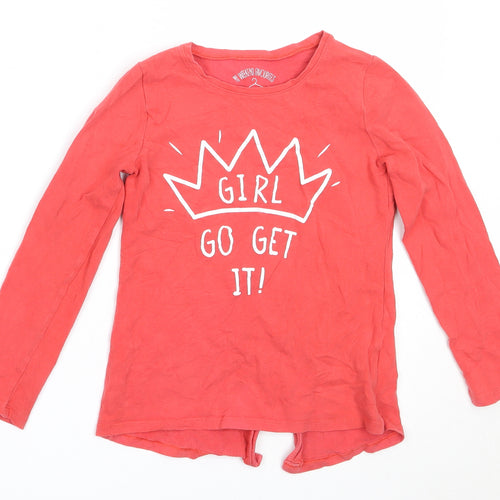 Matalan Girls Red  Cotton Basic T-Shirt Size 8 Years Round Neck