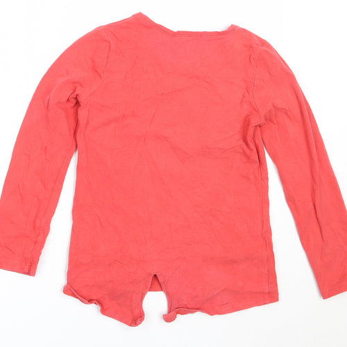 Matalan Girls Red  Cotton Basic T-Shirt Size 8 Years Round Neck