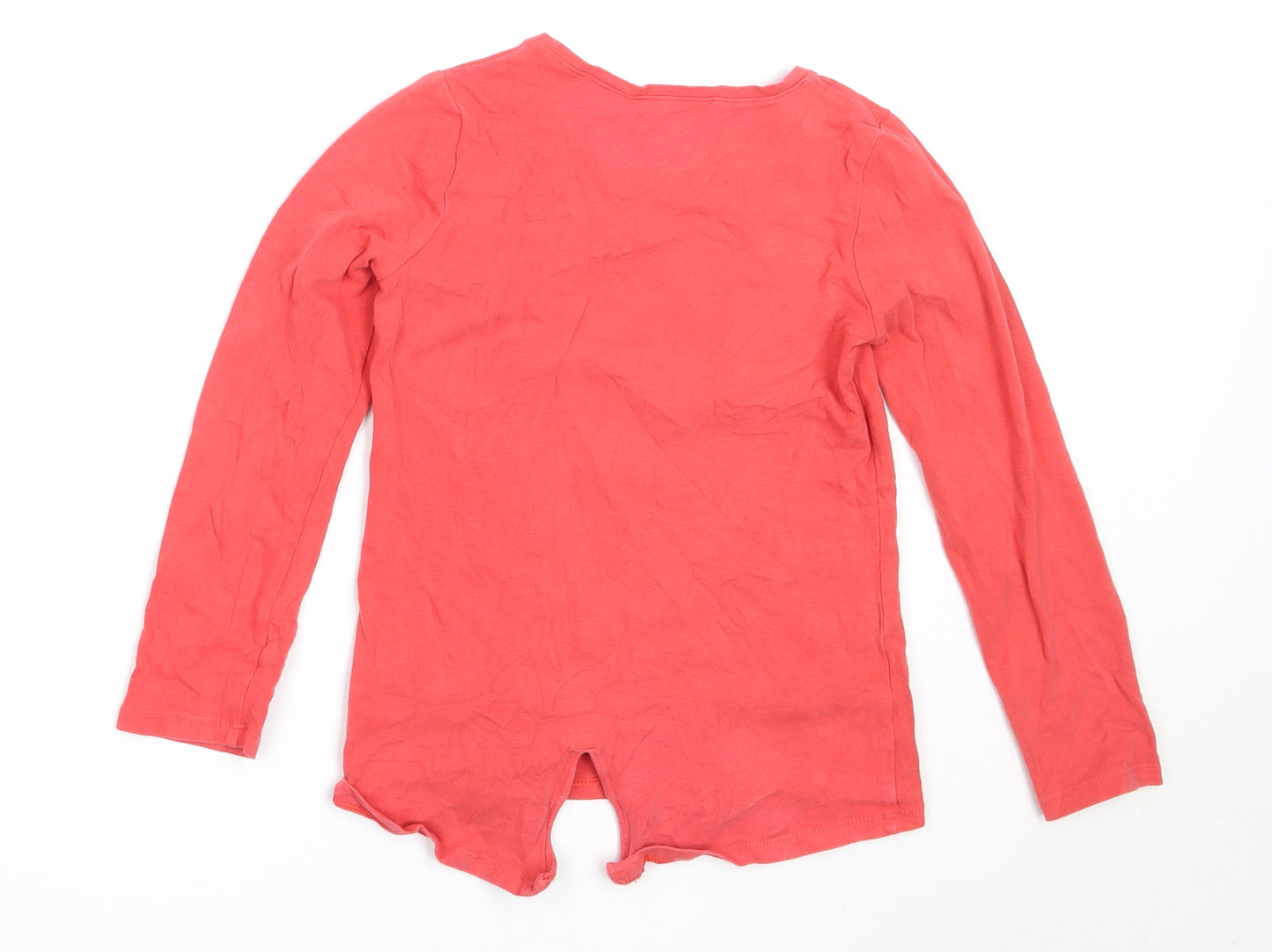 Matalan Girls Red  Cotton Basic T-Shirt Size 8 Years Round Neck