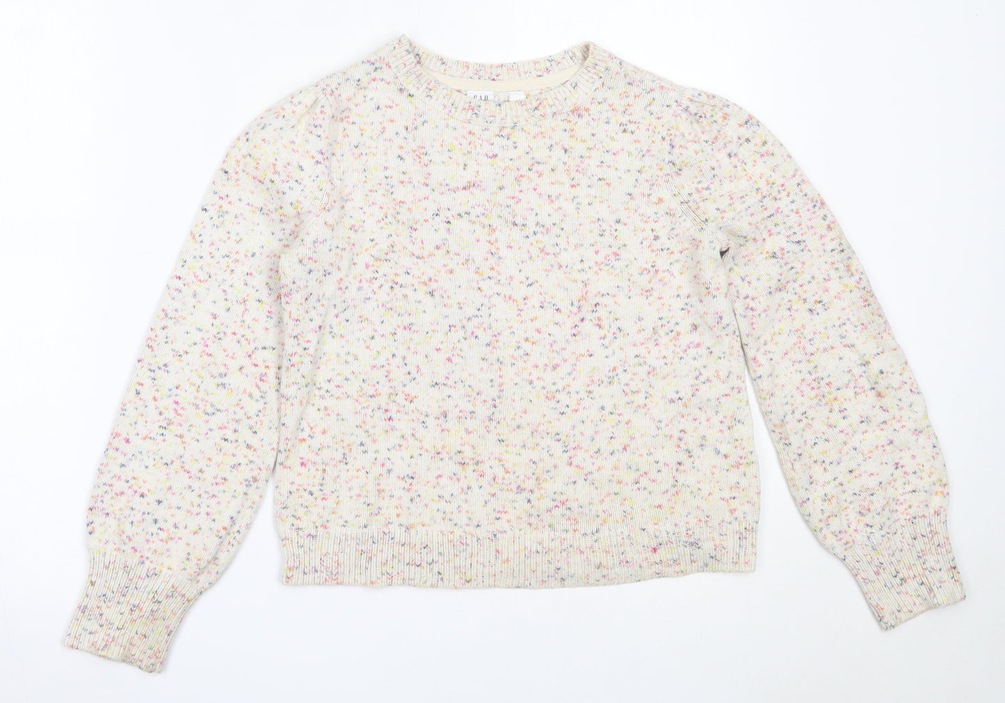 Gap Girls Ivory Round Neck  Cotton Pullover Jumper Size 12-13 Years