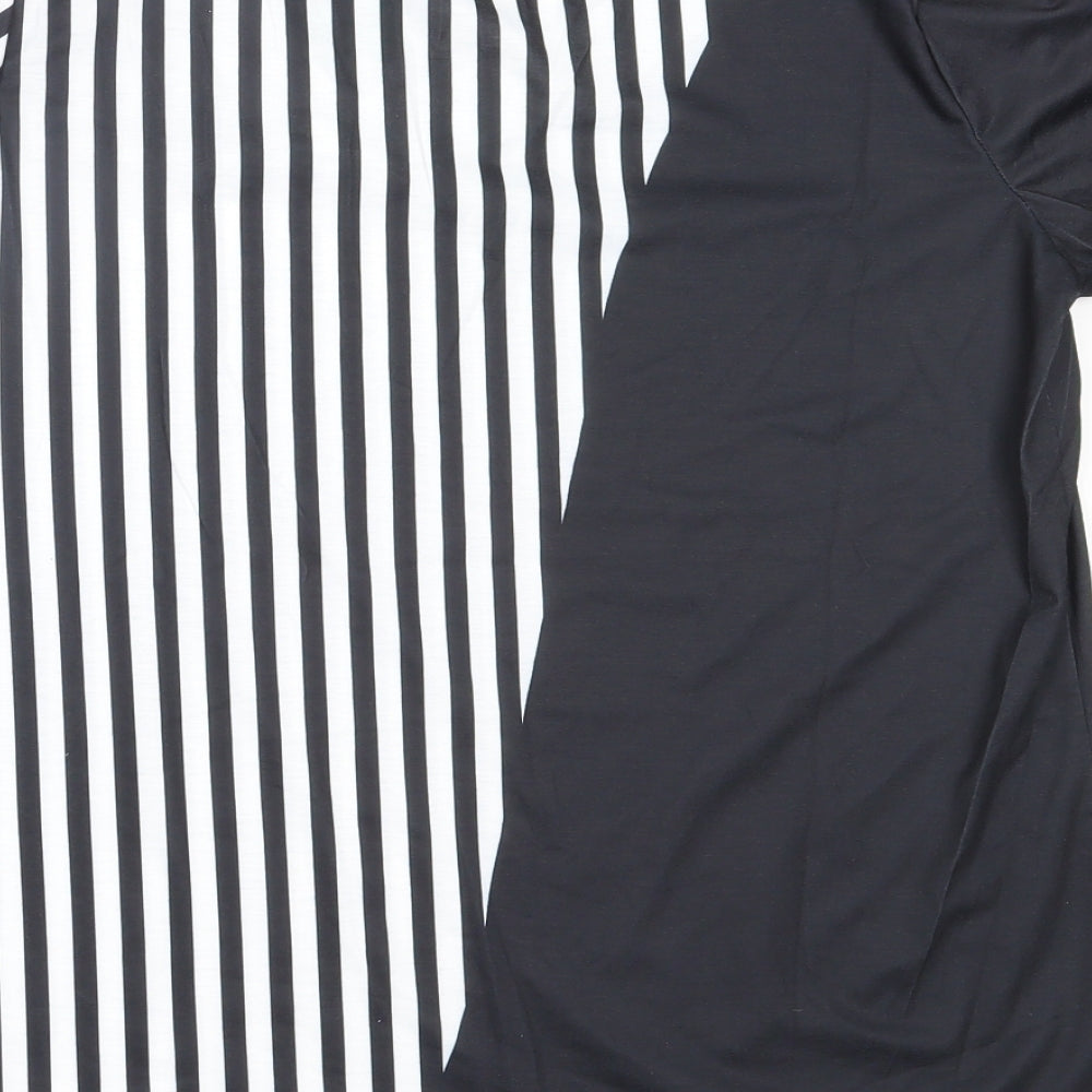 Maria & Gabriele Womens Black Striped Cotton Basic T-Shirt Size S V-Neck