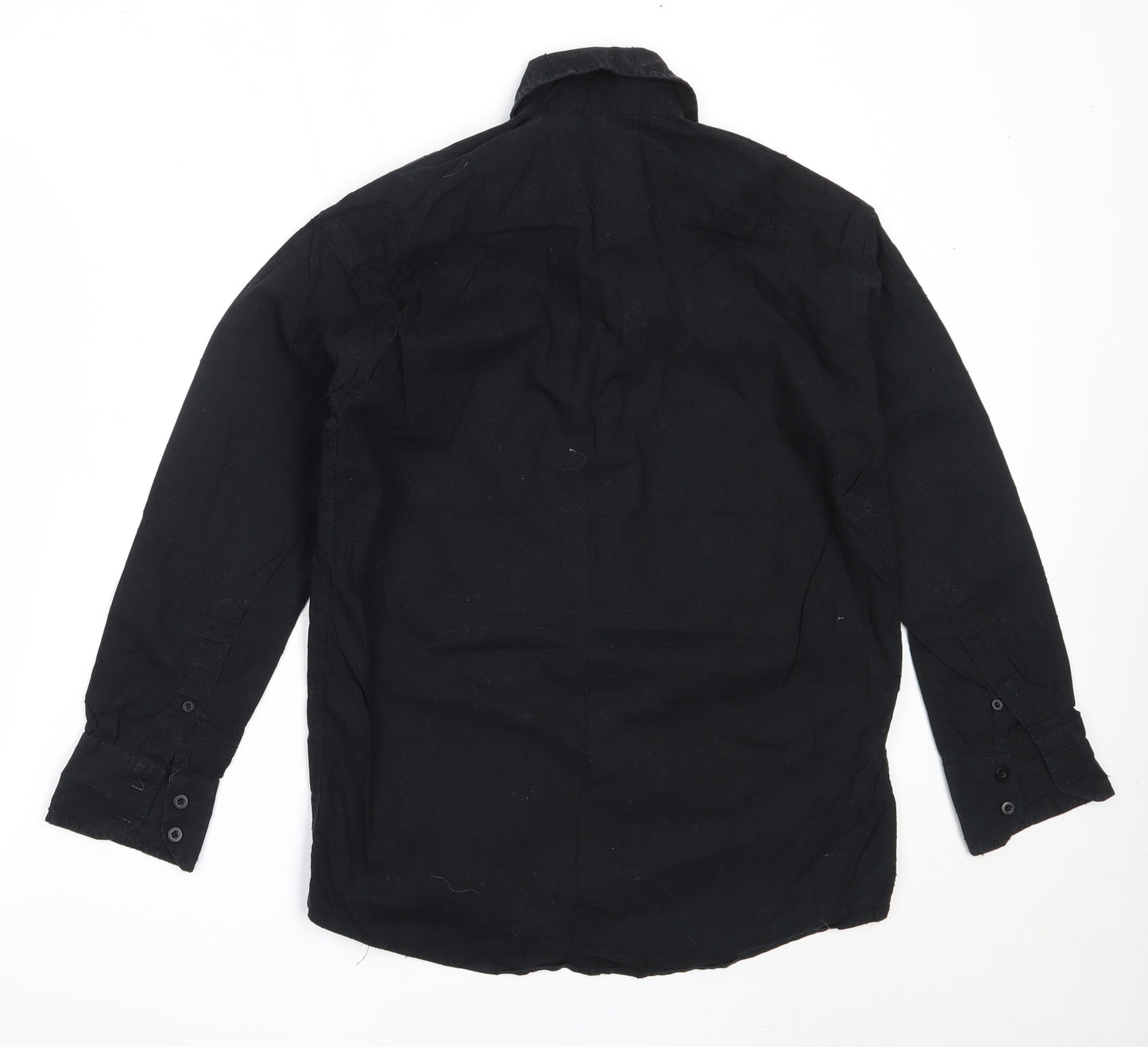 Fiori Mens Black  Cotton  Button-Up Size S Collared