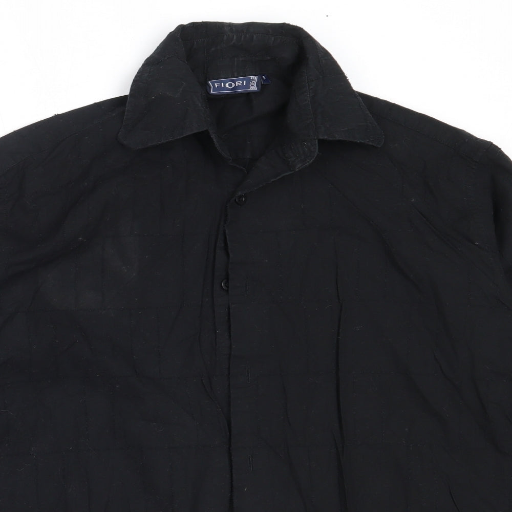 Fiori Mens Black  Cotton  Button-Up Size S Collared