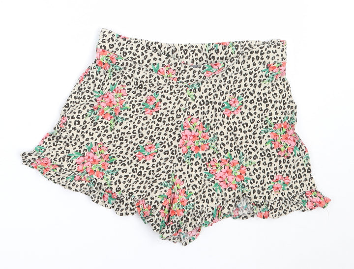 NEXT Girls Beige Animal Print Viscose Hot Pants Shorts Size 10 Years  Regular