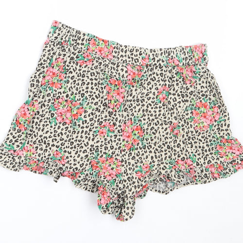 NEXT Girls Beige Animal Print Viscose Hot Pants Shorts Size 10 Years  Regular