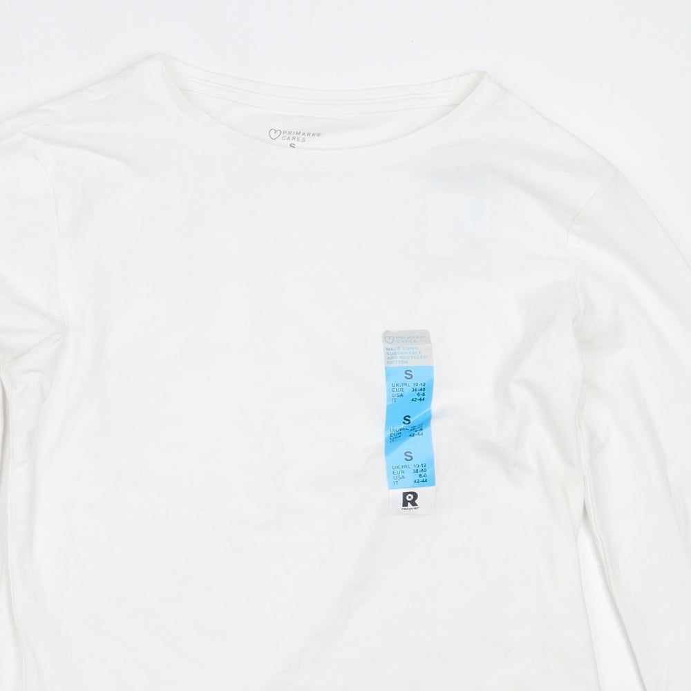 Primark Womens White  Cotton Basic T-Shirt Size S Round Neck