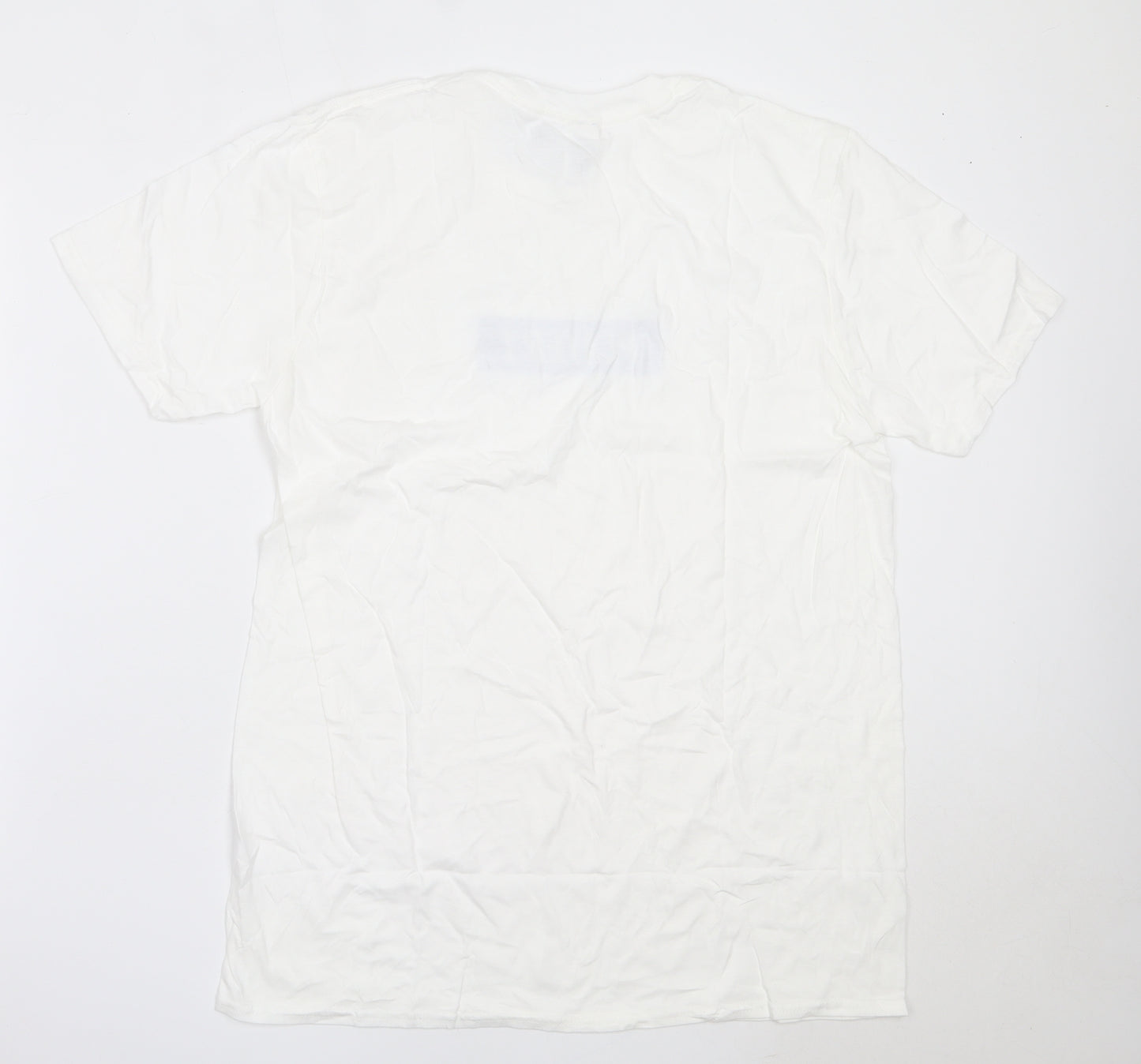 Gildan Mens White  Cotton  T-Shirt Size L Round Neck