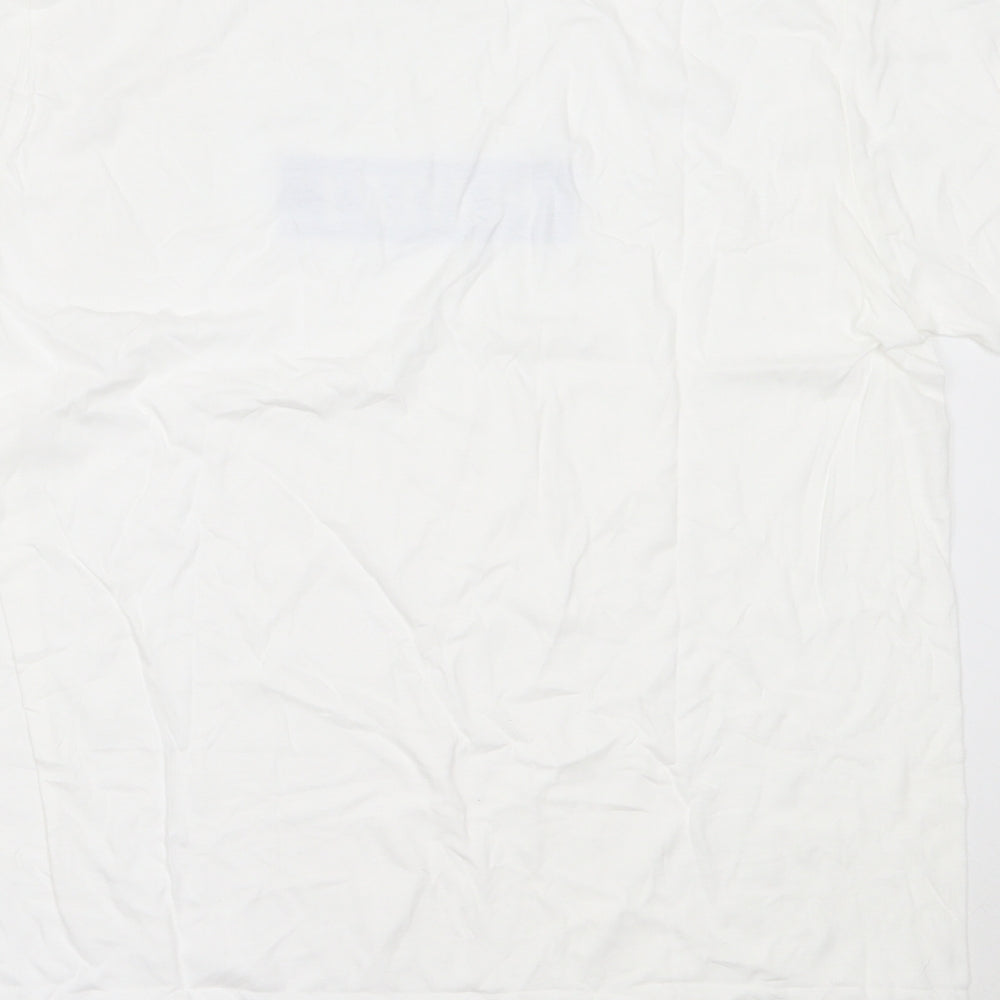 Gildan Mens White  Cotton  T-Shirt Size L Round Neck