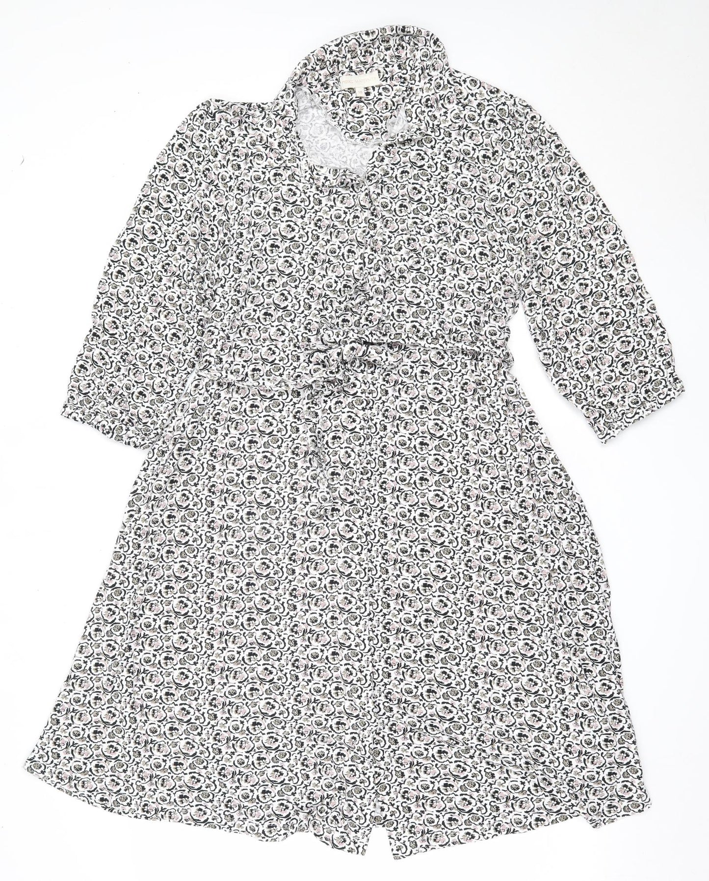 NEXT Womens Ivory Geometric Viscose Fit & Flare  Size 18  Collared