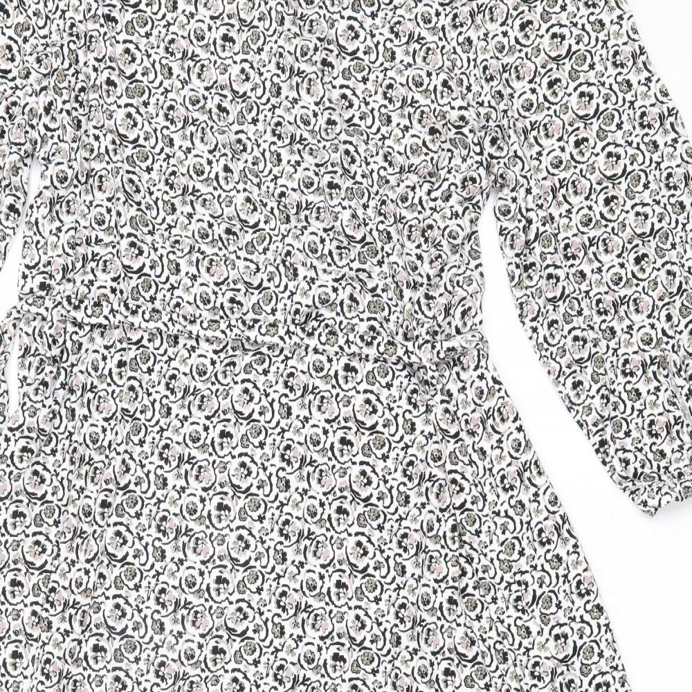 NEXT Womens Ivory Geometric Viscose Fit & Flare  Size 18  Collared