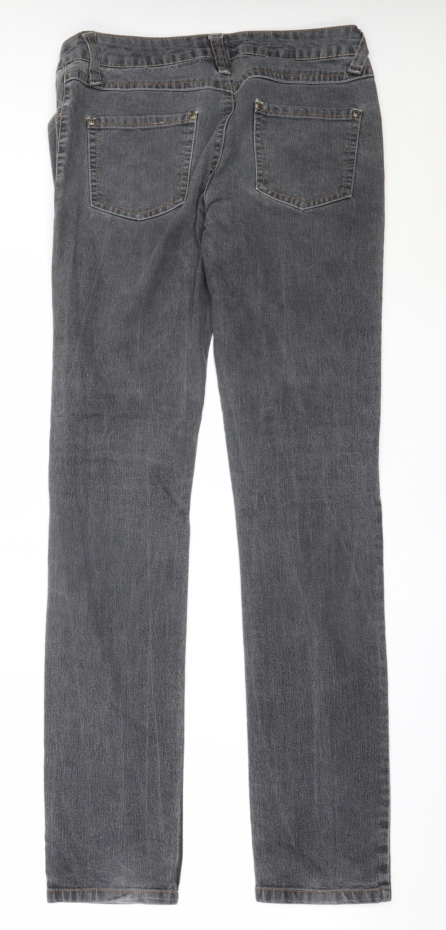 Dorothy Perkins Womens Grey  Cotton Straight Jeans Size 12 L35 in Regular