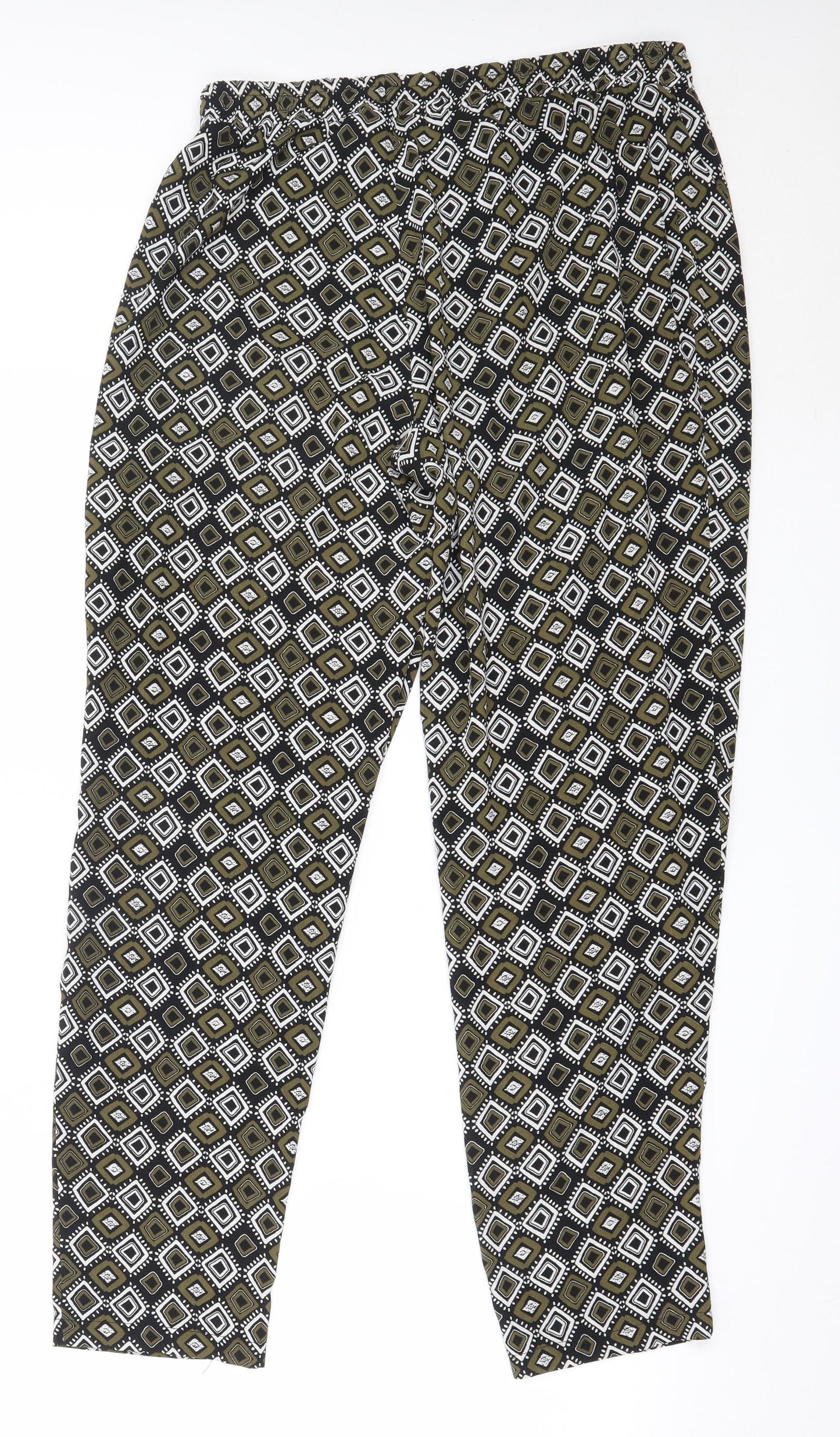 Papaya Womens Green Geometric Polyester Harem Trousers Size 12 L29 in Regular
