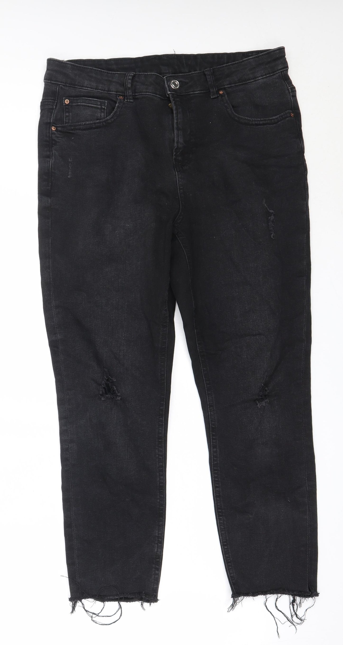 Primark Womens Black  Cotton Skinny Jeans Size 14 L23 in Regular