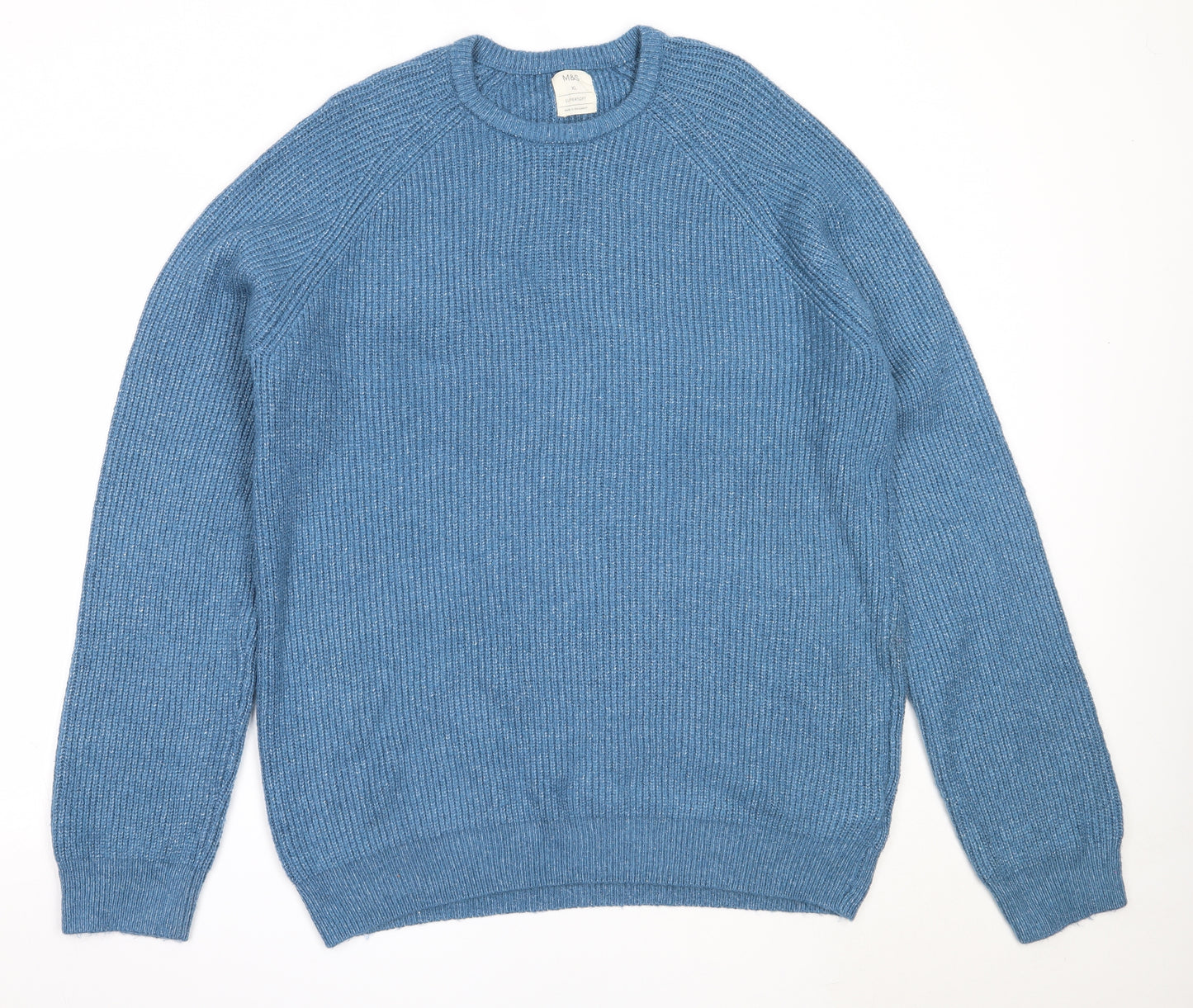 Marks and Spencer Mens Blue Round Neck  Polyamide Pullover Jumper Size XL
