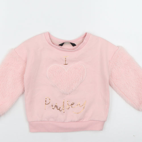 George Girls Pink  Cotton Pullover Jumper Size 12-18 Months  Pullover - I Love Pudsey