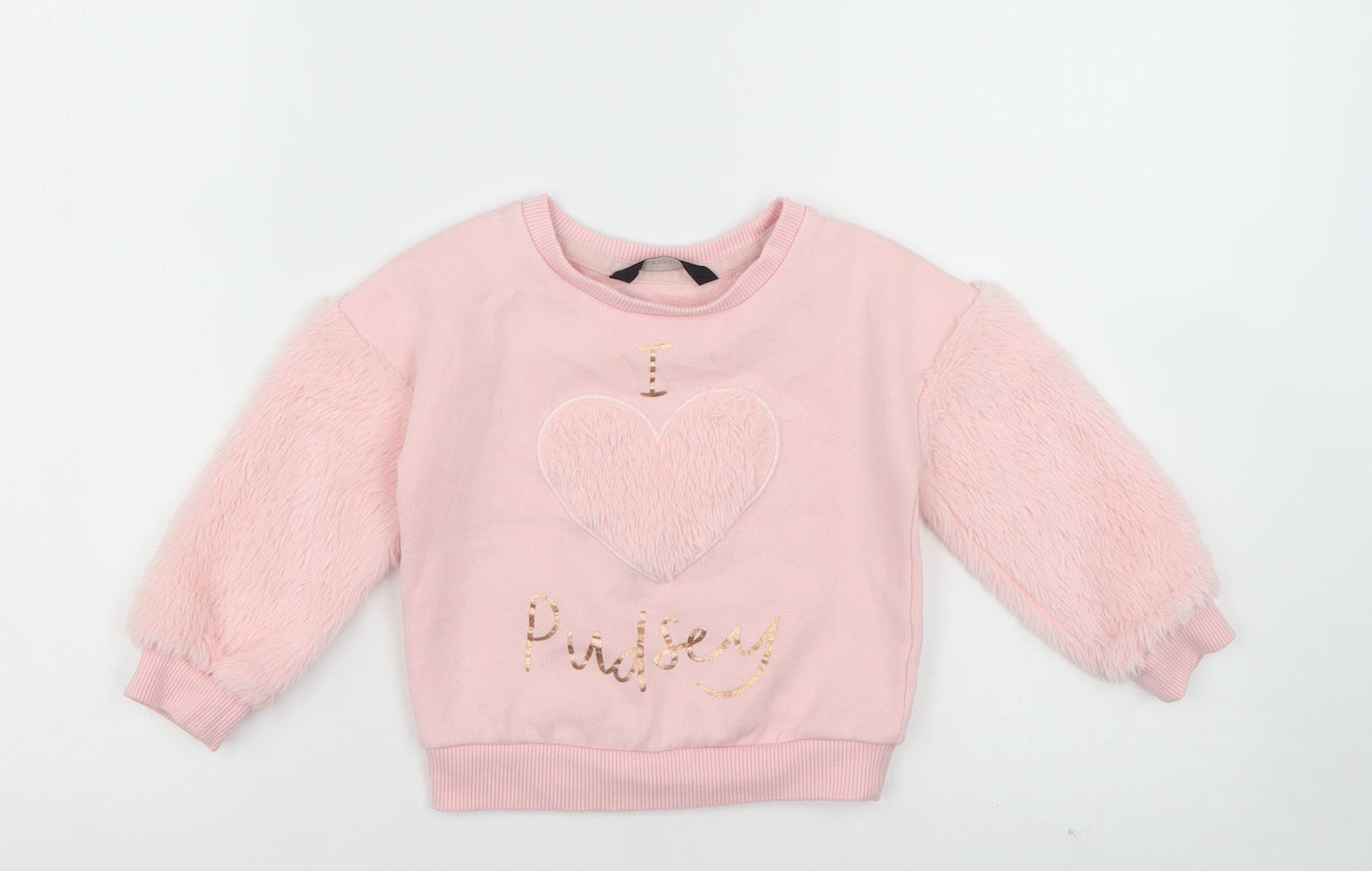 George Girls Pink  Cotton Pullover Jumper Size 12-18 Months  Pullover - I Love Pudsey